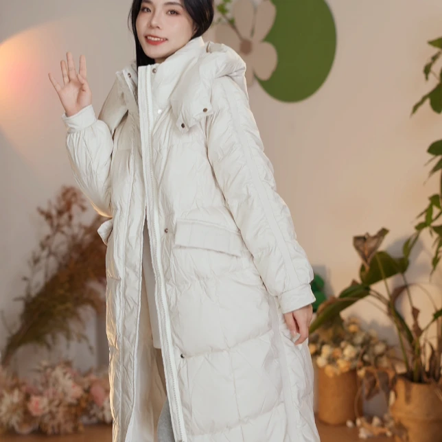 2024新款中长款加厚连帽显瘦羽绒服百搭时尚显高
