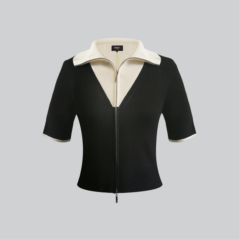 G·JAMEI2024季设计感针织衫气质GHBZ4140显瘦撞色修身百搭时尚