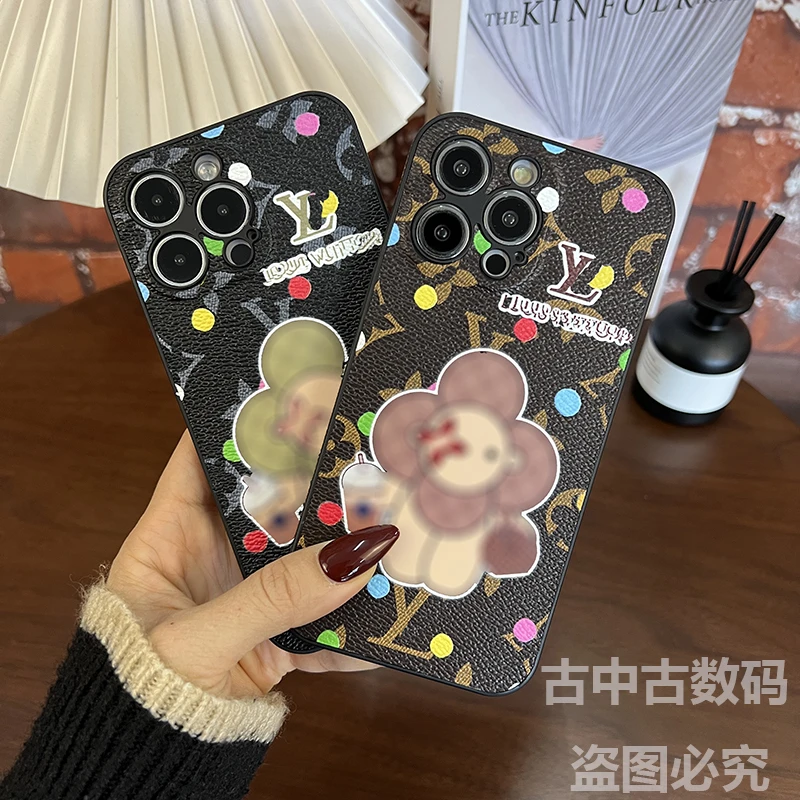 适用苹果16promax手机壳iphone15太阳花14高档13皮质12防摔11老花