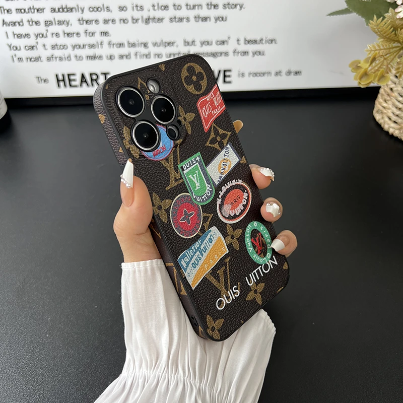 奢华皮质适用苹果16promax手机壳iphone15高档14卡通13防摔12老花