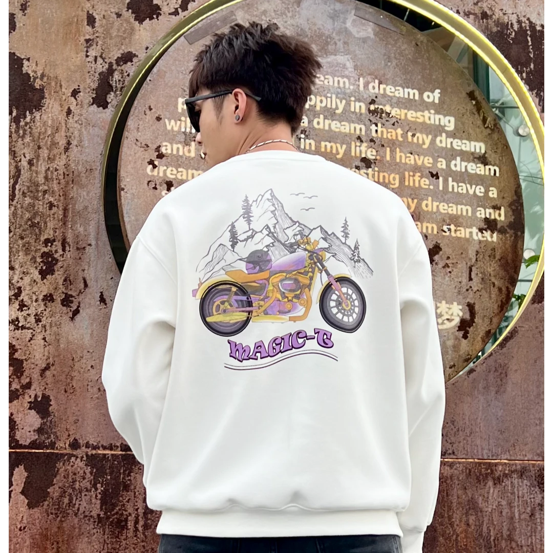 MAGIC*T潮牌秋冬卫衣男美式高街痞帅光变图案长袖宽松小圆领打底