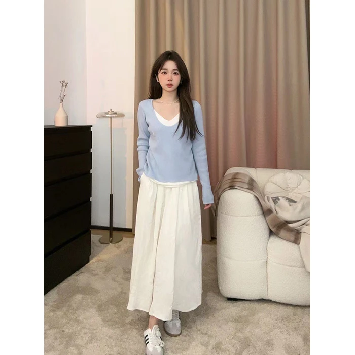 小文没烦恼【清晨花影】早秋氛围感奶杏色A字显瘦半身裙39233B2965