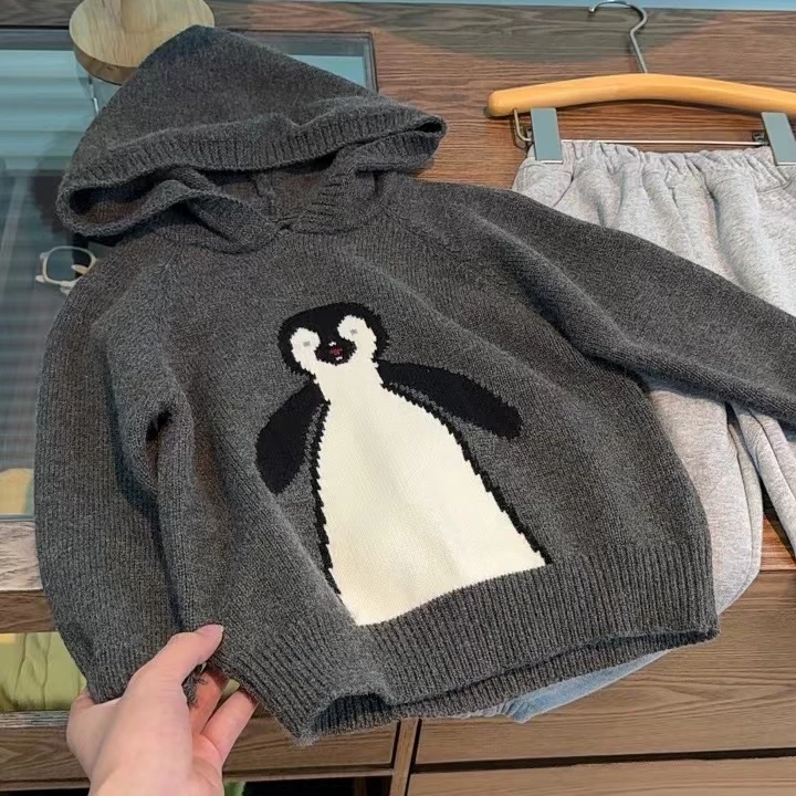 2024秋冬新品儿童毛衣男女童卡通连帽