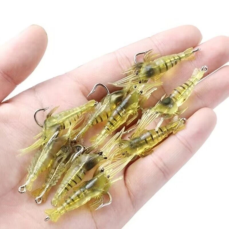 路亚仿真4cm小草虾夜光带钩虾翘嘴鲈鱼通杀海钓淡水假饵软饵逼真