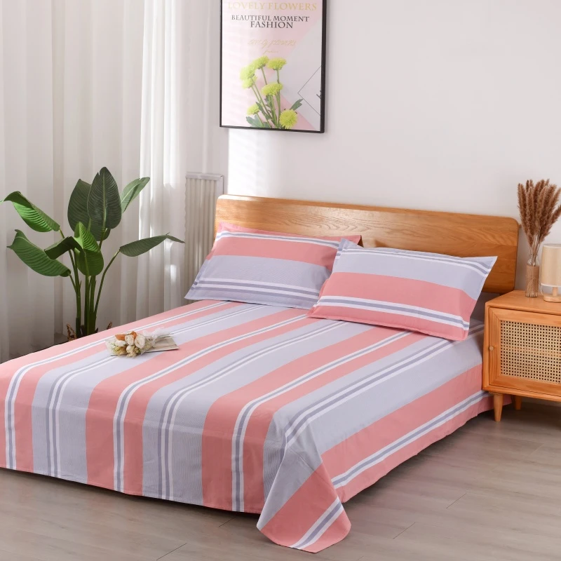 精梳纯棉色织21支老粗布床单条纹加厚透气吸汗不起球抗静电