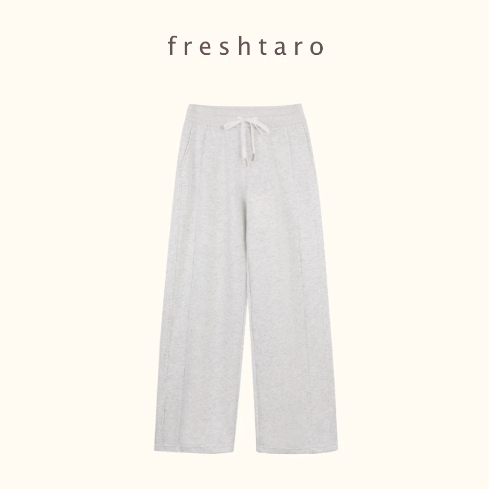 freshtarofty 【抖音专属】慵懒显瘦！两色抽绳高腰百搭阔腿运动裤