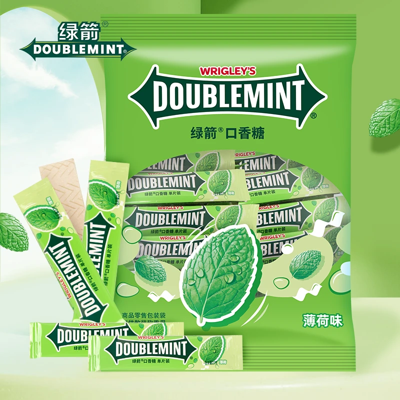 绿箭原味薄荷口香糖袋装35片清新口气休闲零食糖果便携独立包装