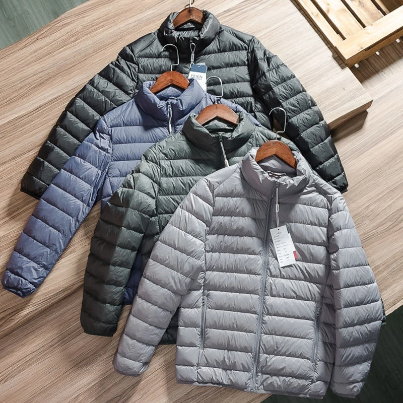 反季轻薄羽绒羽绒服服男士立领轻便保暖纯色日常休闲百搭冬