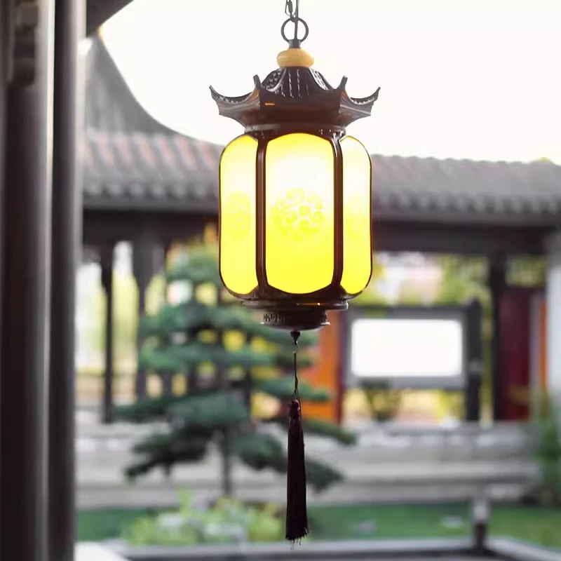 中式户外仿云石吊灯别墅花园葡萄架凉亭阳光房防水长走廊灯笼光源