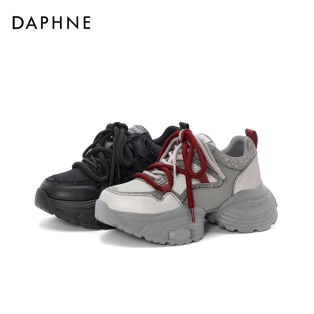 达芙妮秋冬上新时尚百搭老爹鞋简约厚底小个子增高运动鞋休闲鞋女