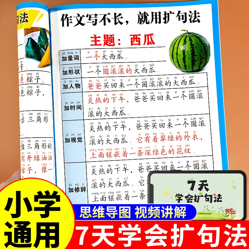 7天学会扩句法小学语文每日晨读扩句写作练习扩充句子看图写话一