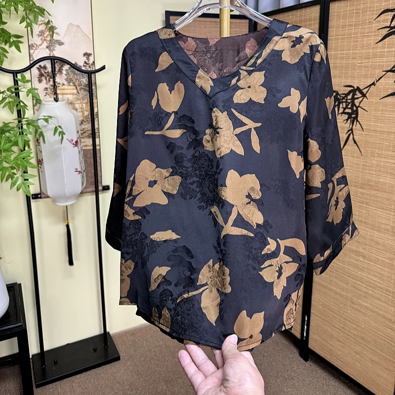 【婉妆】新中式上衣时尚百搭复古外套宽松显瘦气质休闲女士花萝提花
