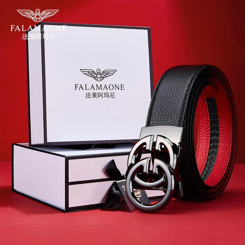 法莱阿玛尼男款真皮皮带爆款2024新款男士高档自动扣款男生本命年