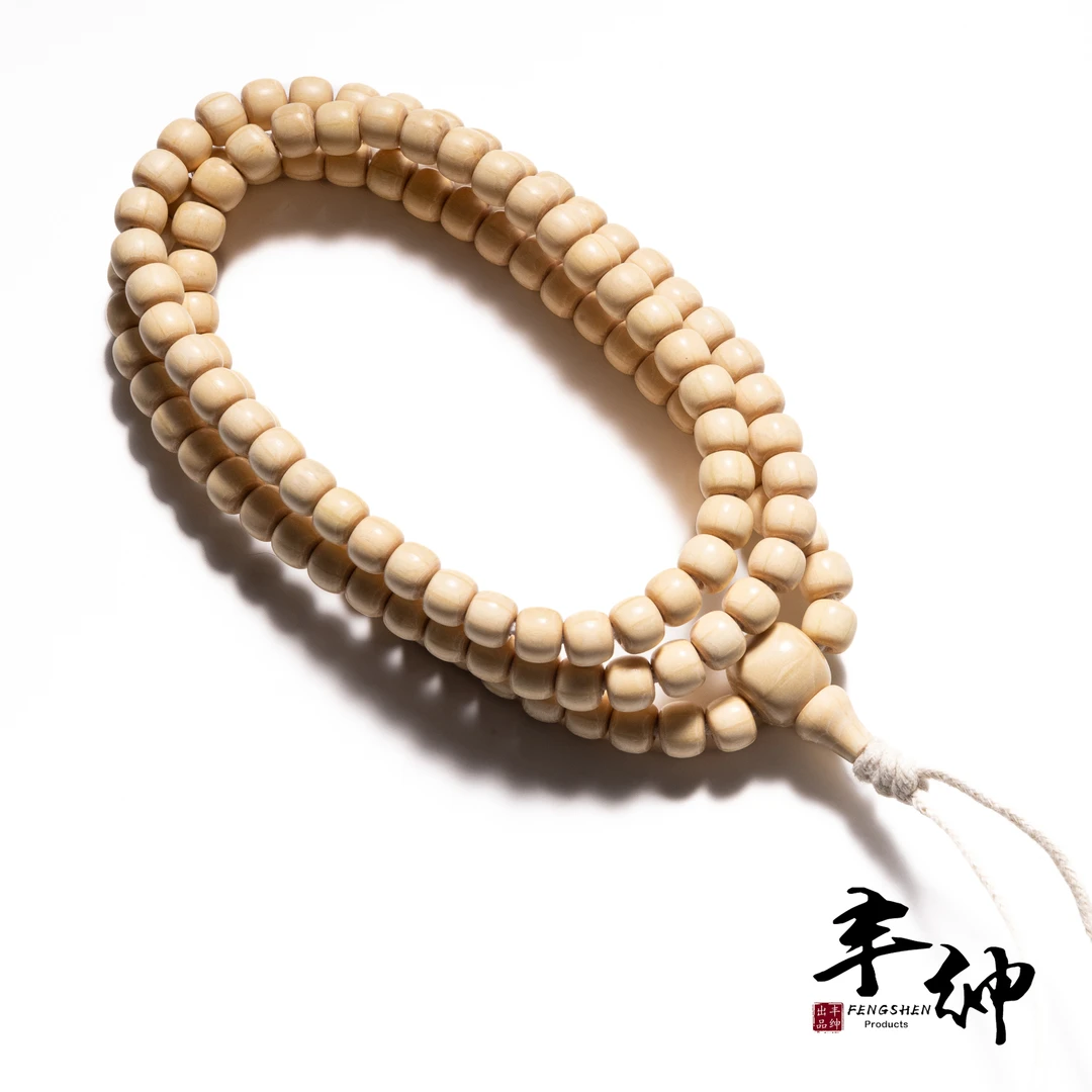 7mm原色六道木脖挂《乳酪白》文玩木串108颗+备籽纹路清晰无惧大汗