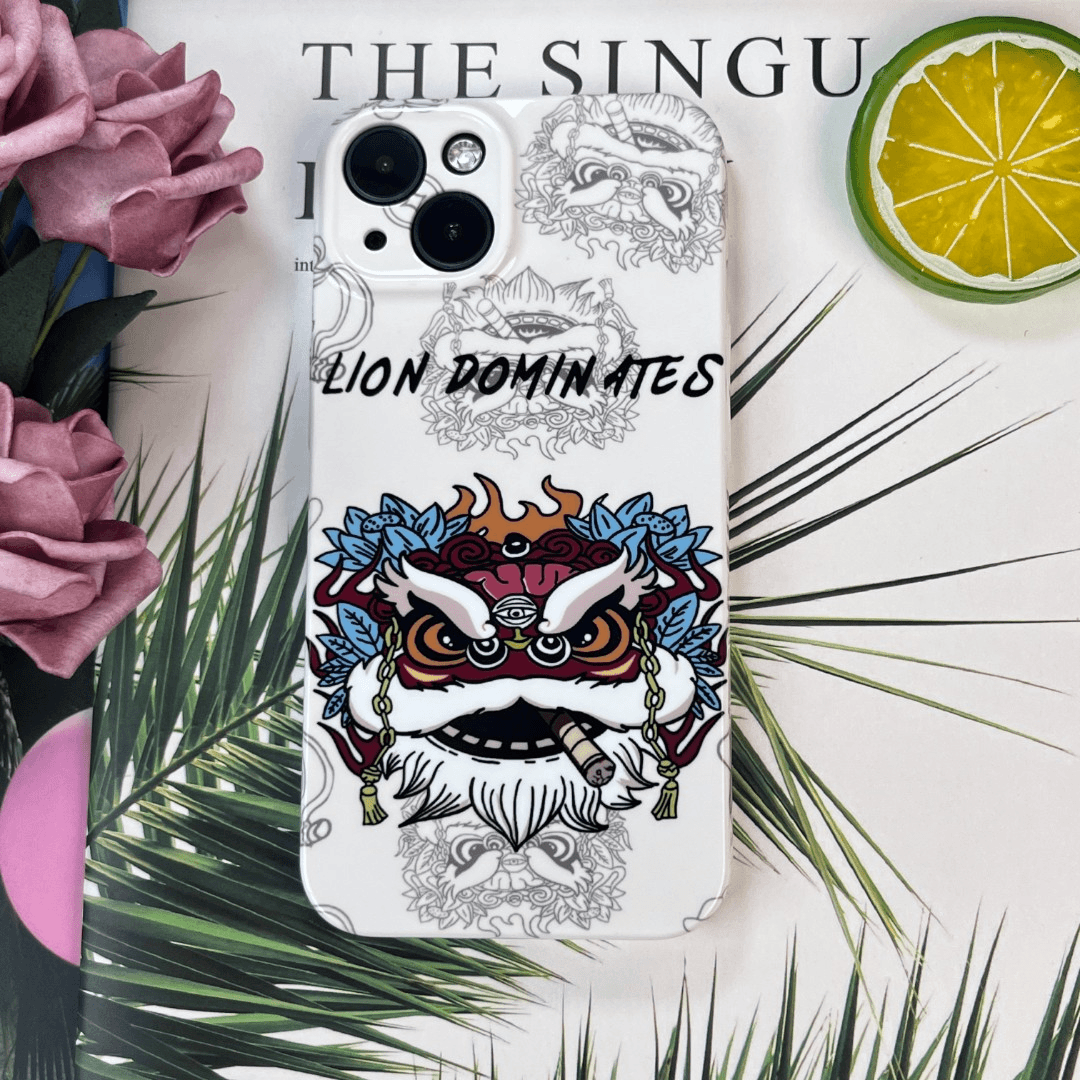 国潮风舞狮菲林手机壳适用苹果华为荣耀vivo小米OPPO全包创意网红