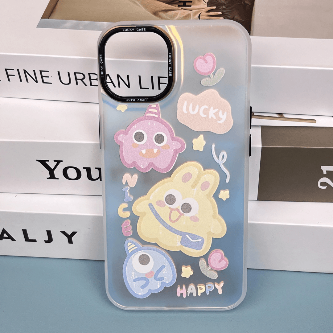 镭射渐变适用苹果15华为荣耀vivo小米OPPO怪兽兔兔卡通IMD手机壳