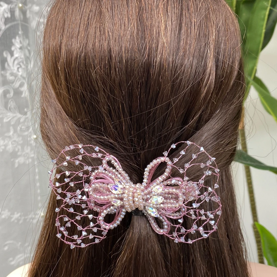 EC221弹簧夹紫色蝴蝶发饰气质超仙韩式时尚简约网红发夹发卡