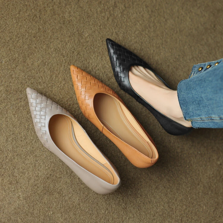 羊皮 3CM 春夏款优雅知性尖头细跟低跟简约百搭猫跟浅口单鞋女