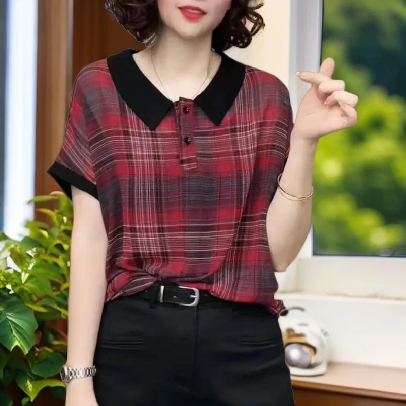 [1123]夏季Polo领宽松显瘦百搭小衫韩版气质修身半袖薄款短袖衬衫