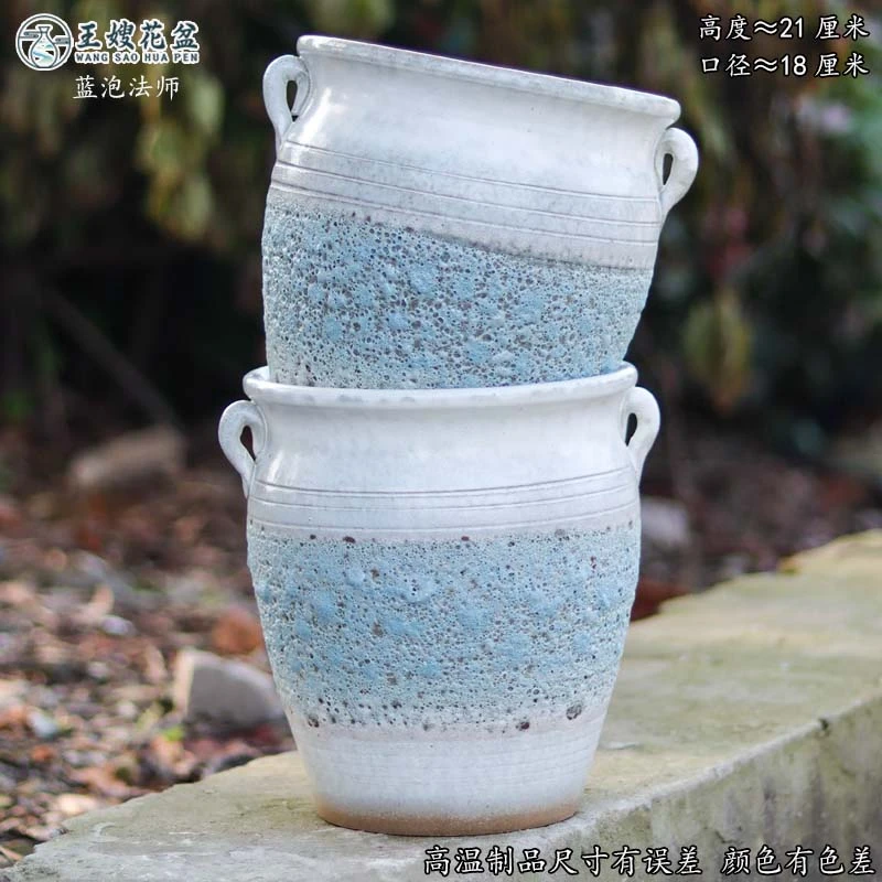 B蓝泡法师多肉植物老桩网红花盆特价创意阳台户外透气泡泡釉盆