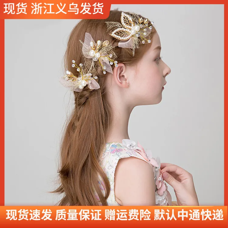 韩式儿童仙美头花公主发簪花童礼服手工发饰女孩发卡边夹花朵饰品