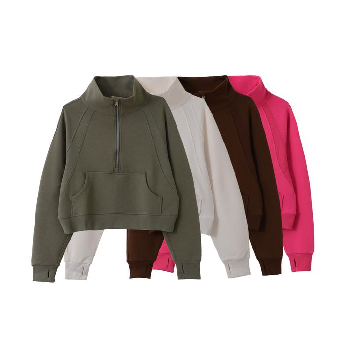 秋冬新款立领半拉链拼接宽松卫衣时尚百搭显瘦外套