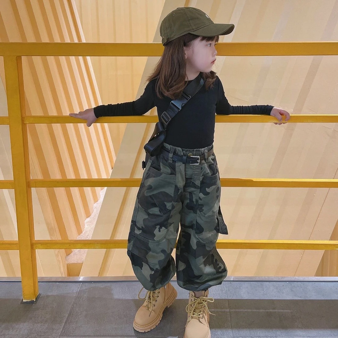 女童迷彩工装2024秋季新款女宝宝洋气时髦宽松