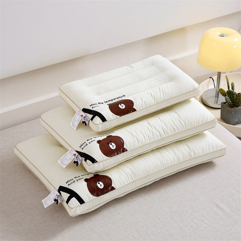 【全棉小熊枕】儿童学生成人全家免枕套新款纯棉定型护颈枕头枕芯