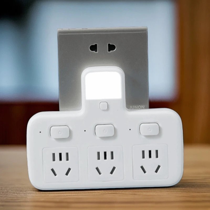 公司纯铜无线转换器用电夜灯USB独立开关多功能一转多孔无线插座