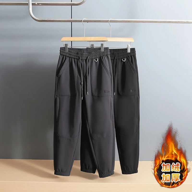 美式休闲工装裤加绒青年男士百搭防水户外冲锋裤工艺口袋保暖
