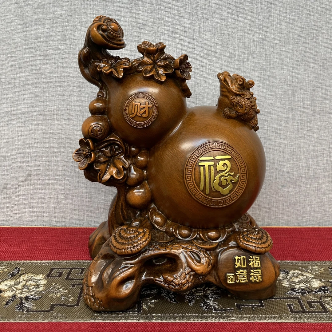 福利【福禄如意】新中式木纹葫芦家居摆件工艺品