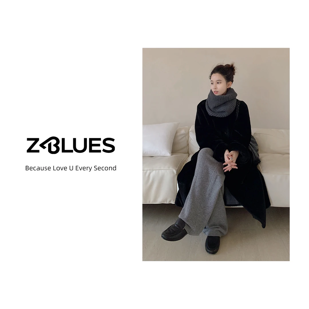 Z.blues【缪斯攻略】气质中长款经典黑皮毛一体大衣YZPYLZ2463