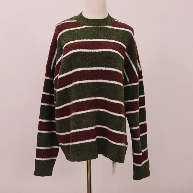 费尔岛日暮 女士休闲复古随性撞色条纹秋冬羊毛毛衣21FWDBAW067