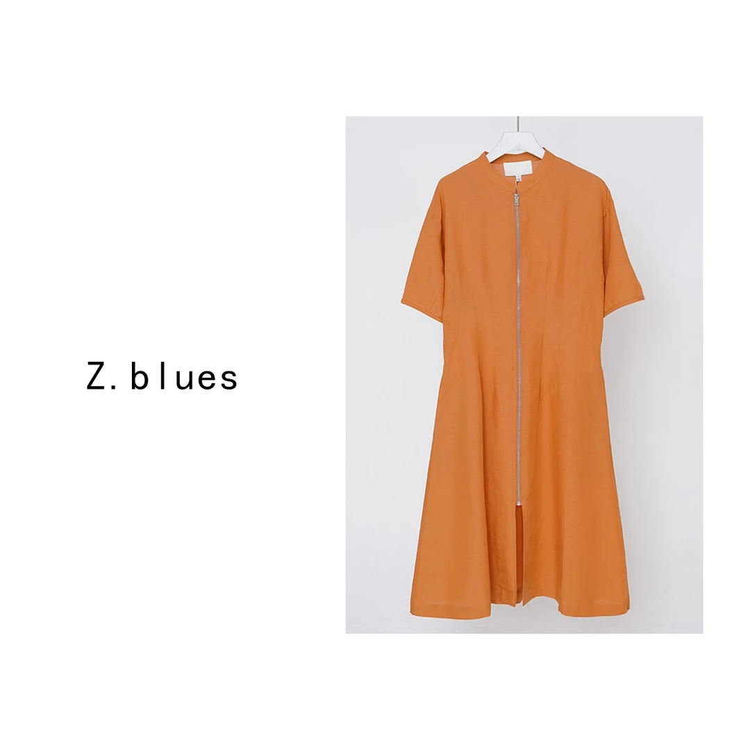 Z.blues【盈盈一水间 】轻奢时尚纯色收腰拉链长款连衣裙YZGJDPLyq