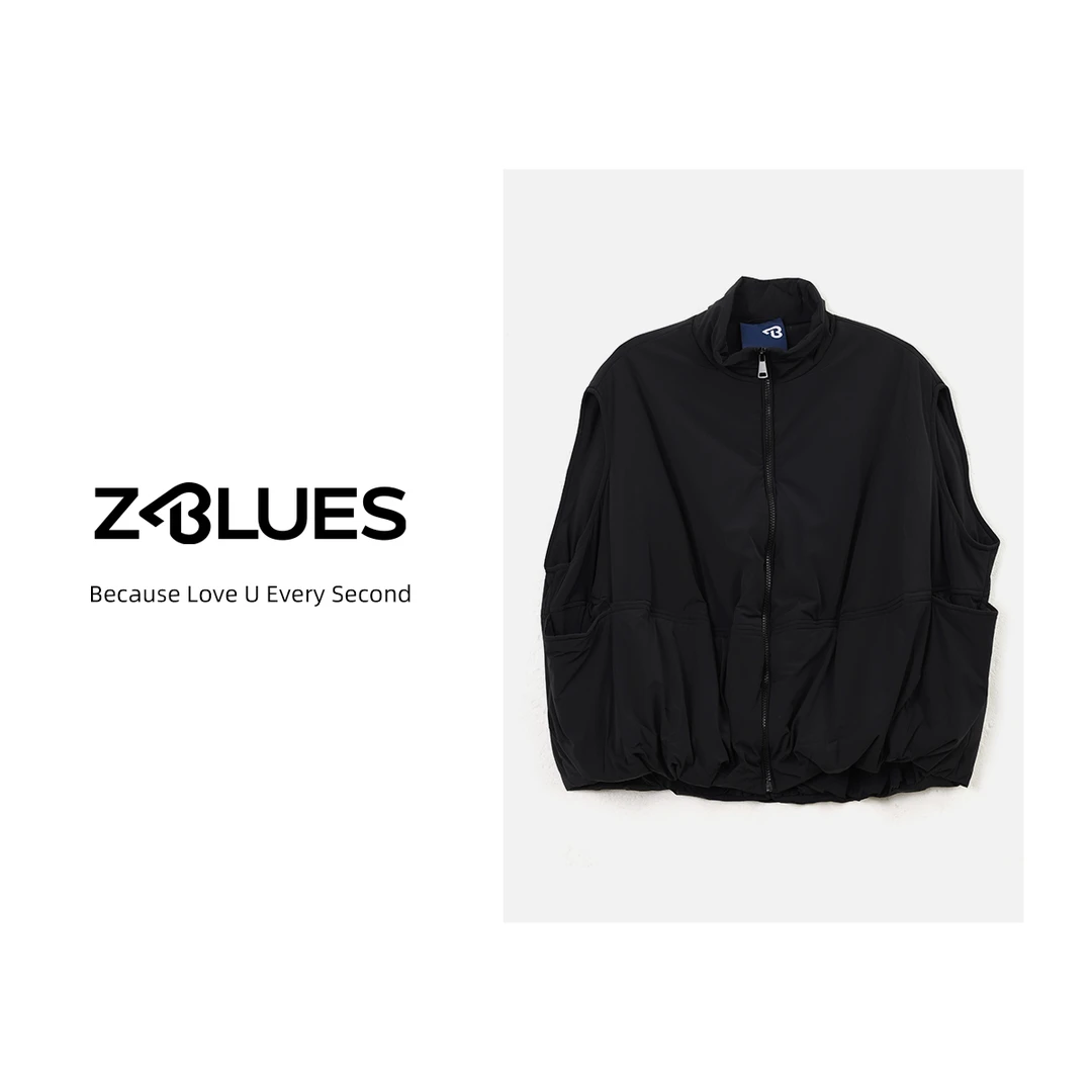 Z.blues【遥望春台】宽松短款黑色面包棉服马甲外套YZDM5881