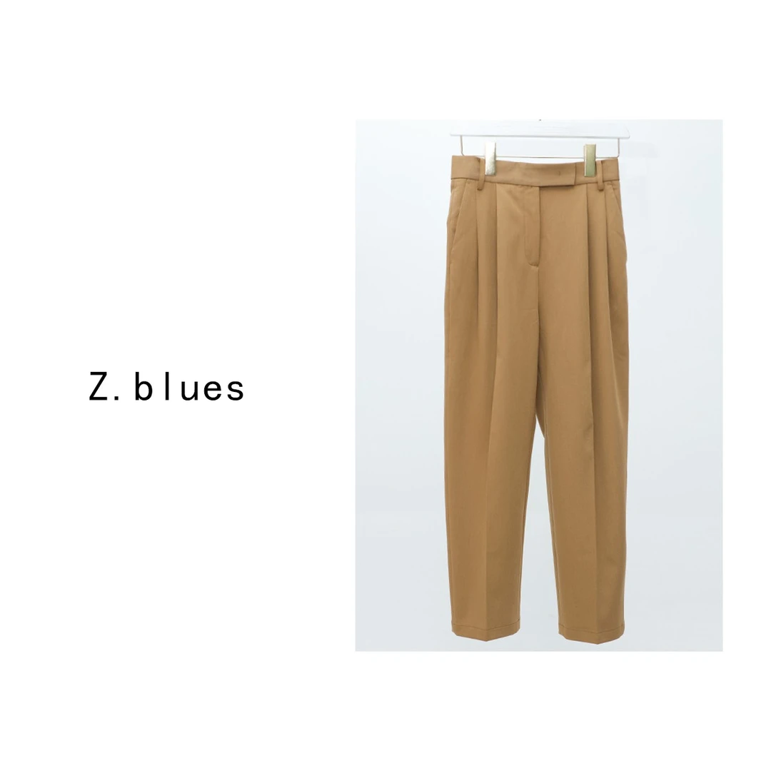 Z.blues【艺术没终点】通勤纯色时尚百搭暗扣小脚休闲裤YZQSHK2824