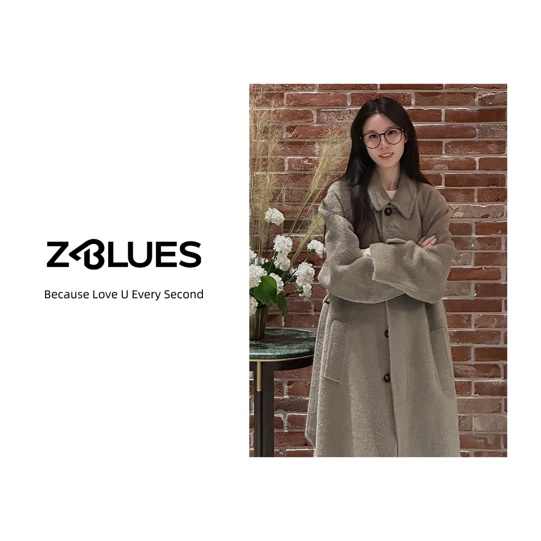 Z.blues【卷耳羊羊】秋冬赫本风中长款气质毛呢大衣外套女YZXP0356