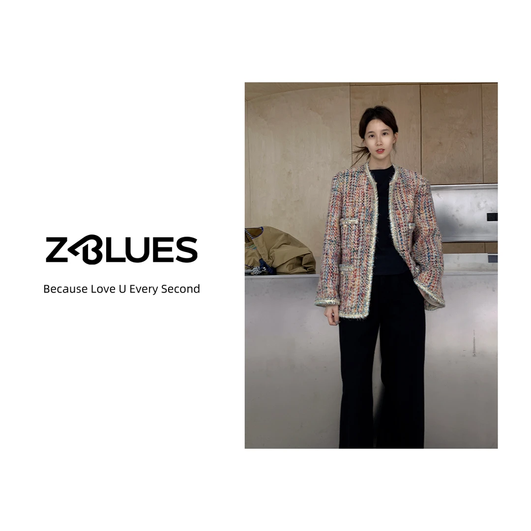Z.blues【冬日多巴胺】重工彩色粗花呢羊毛纺小香风外套YZDLMK4399