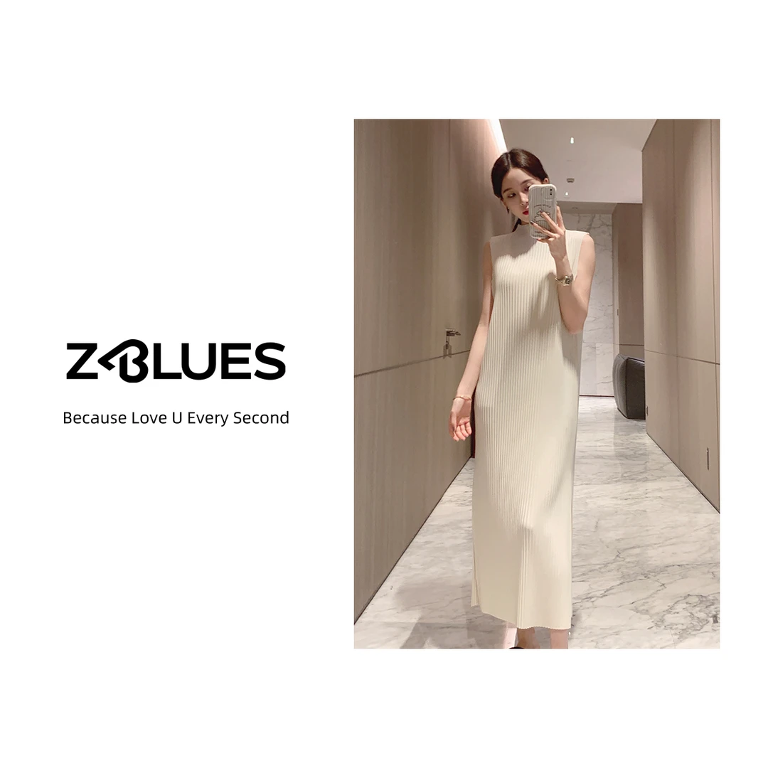 Z.blues【乐曲纵扬】春夏气质修身圆领无袖连衣裙背心长裙YZSH1276