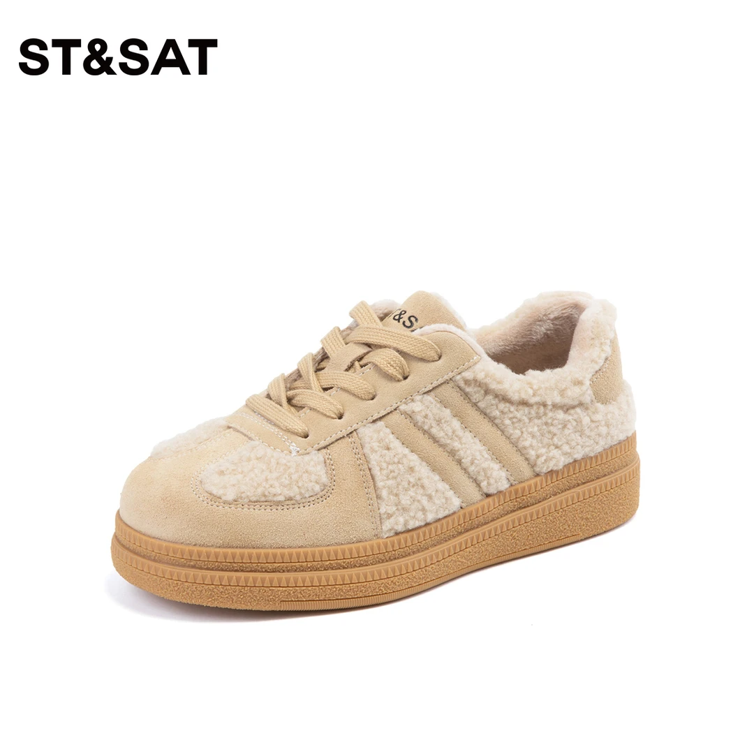 St&Sat/星期六加绒毛毛鞋2023冬新女外穿棉鞋休闲板鞋SS34112461