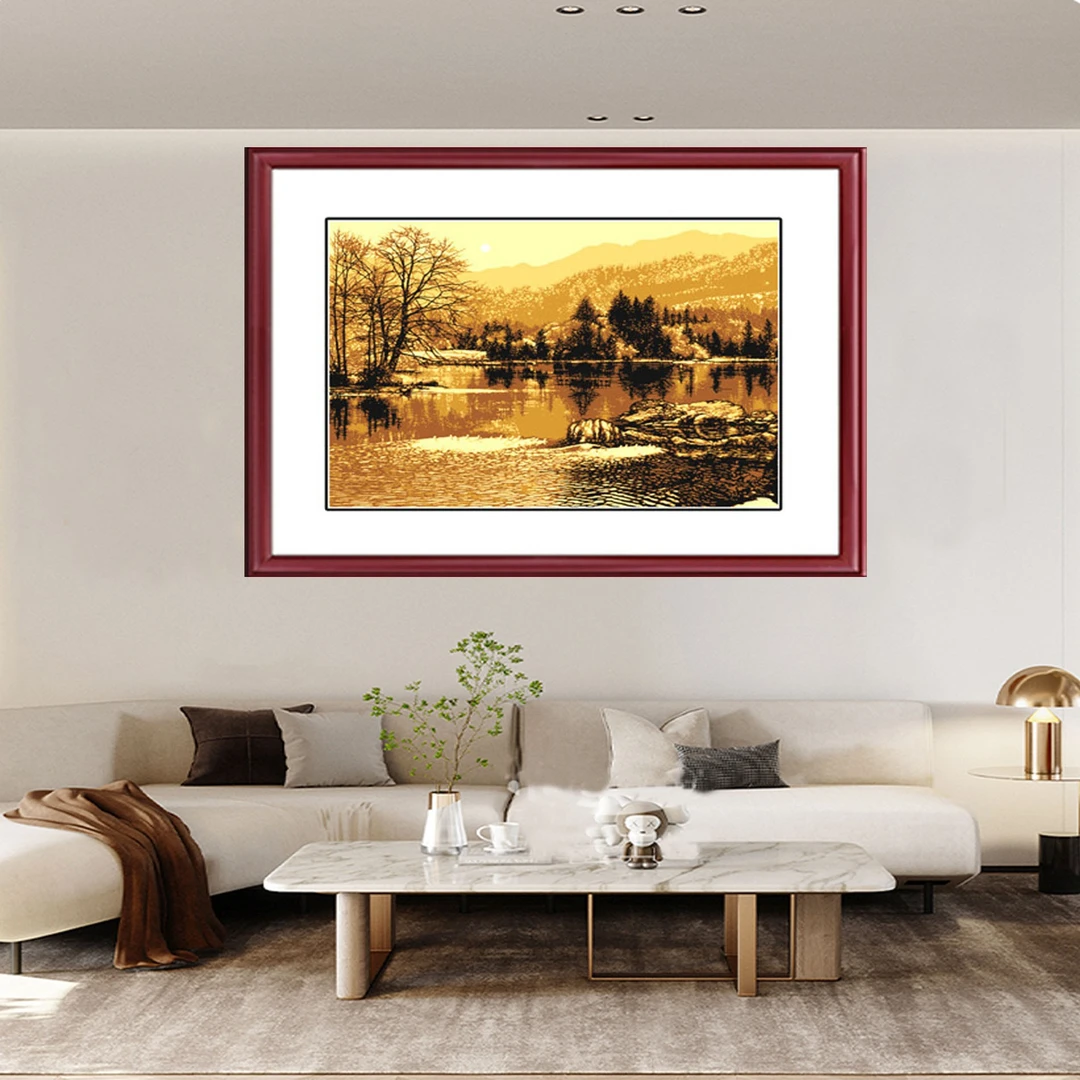 风景装饰画特色创新多层套色剪纸家居装饰画出国礼品送老外