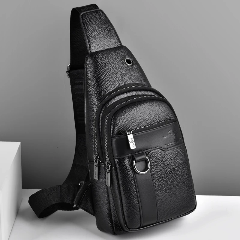 新款胸包男士斜挎包休闲青年运动时尚百搭英伦双层拉链包骑行背包