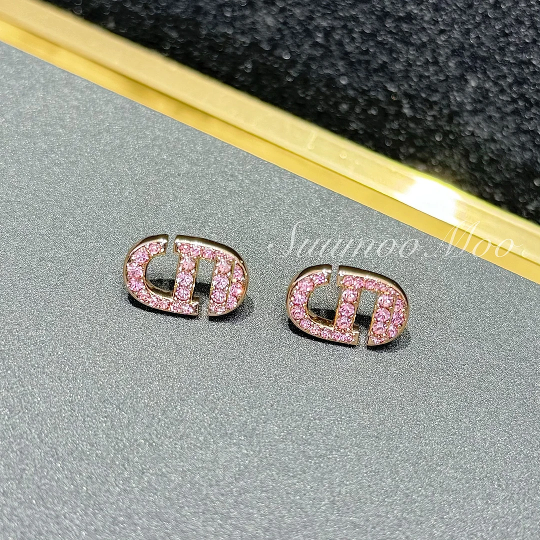 铜合金合成锆石耳饰 法式时尚玫紫色猪鼻子耳环