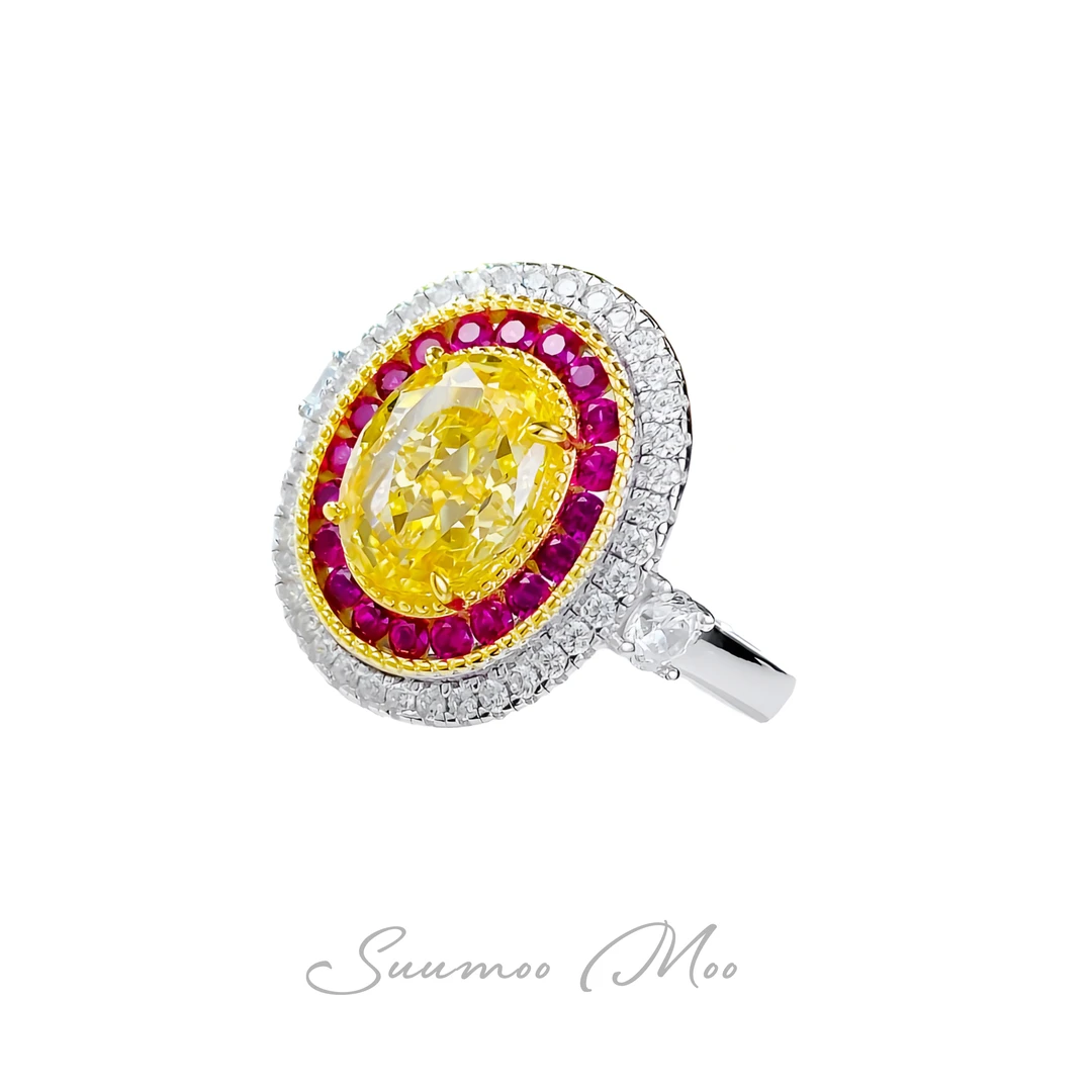 925银合成锆石戒指 法式时尚高级感超闪戒指气质轻奢镶嵌