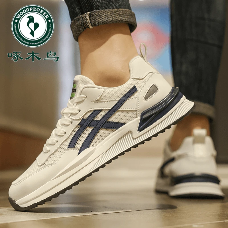 【正品】啄木鸟男鞋夏季2025年新款休闲运动旅游鞋男士夏季复古网面