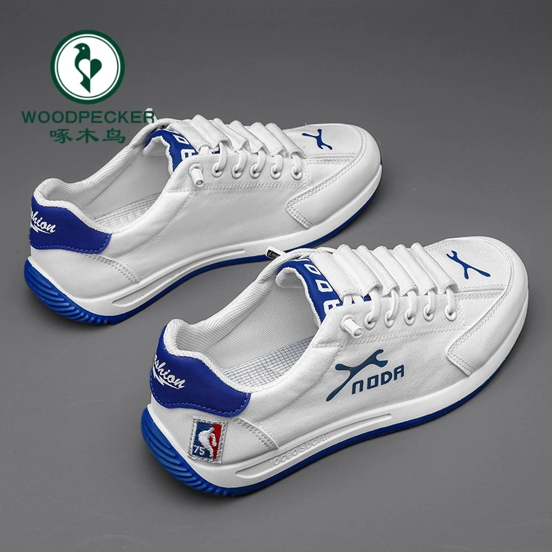 正品啄木鸟2025夏季新款透气运动休闲男士帆布鞋男士百搭跑步鞋
