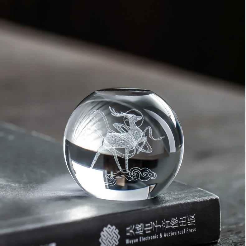 圆形手工水晶玻璃盖置茶壶盖托透明茶道茶具家用配件个性创意可爱