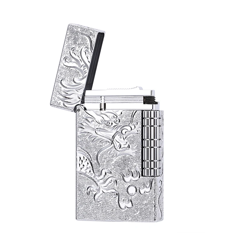 maduro朗声充气打火机意大利手工雕刻龙腾四海黄铜新年生肖礼物男