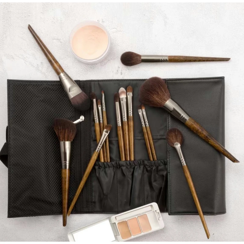 14支动物毛便携化妆刷套装专业化妆师收纳包全套化妆刷组合初学者