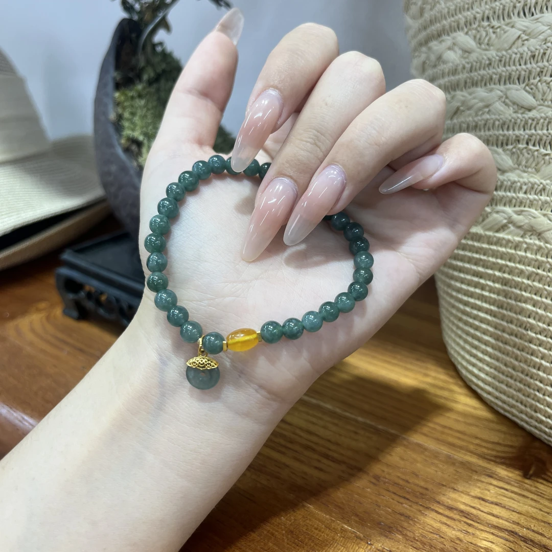 天然蓝水翡翠手串平安扣轻奢手镯颜色多样性发S019